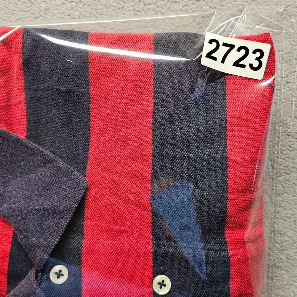 Polo Ralph Lauren Polo Shirt Mens 2XL Red Navy Striped Short Sleeve Pony Logo